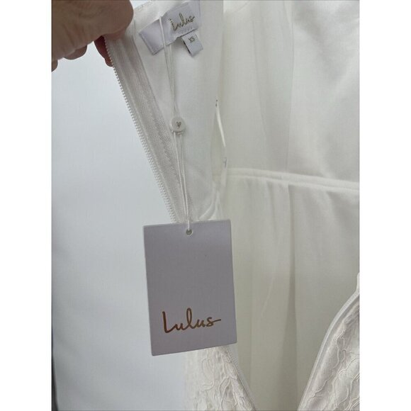 Lulus Womens Size XS Say Yes White Lace Off-the-Shoulder Mermaid Long Gown New - Picture 9 of 11